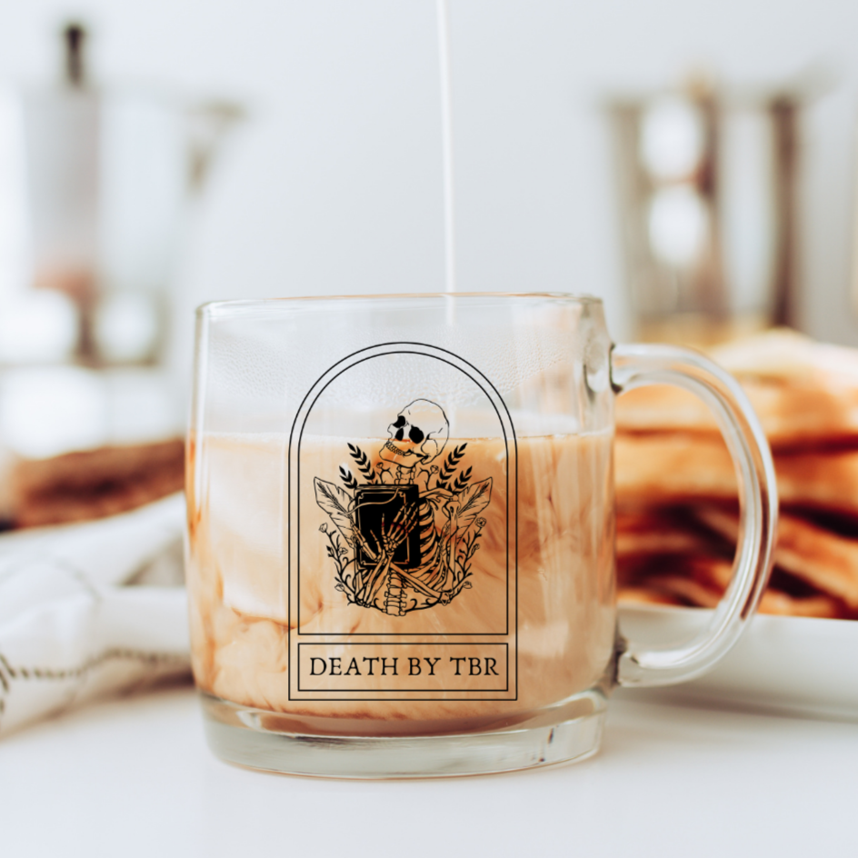 Death By TBR Headstone Glass Mug