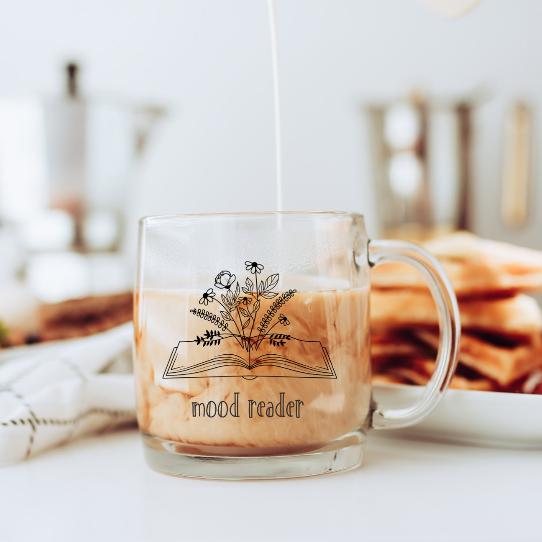 Mood Reader Open Book Glass Mug