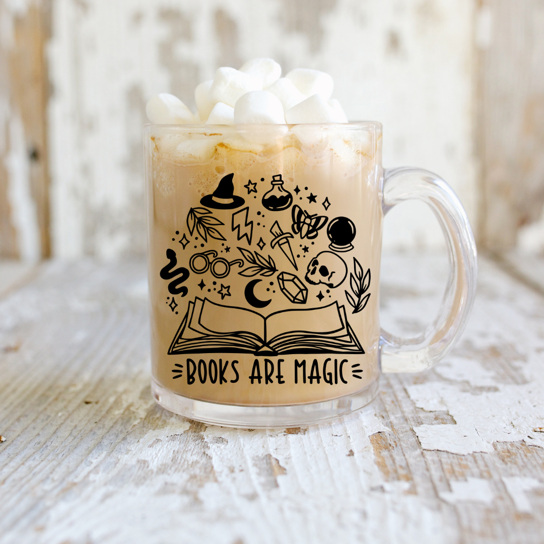 Books Are Magic Witchy Glass Mug