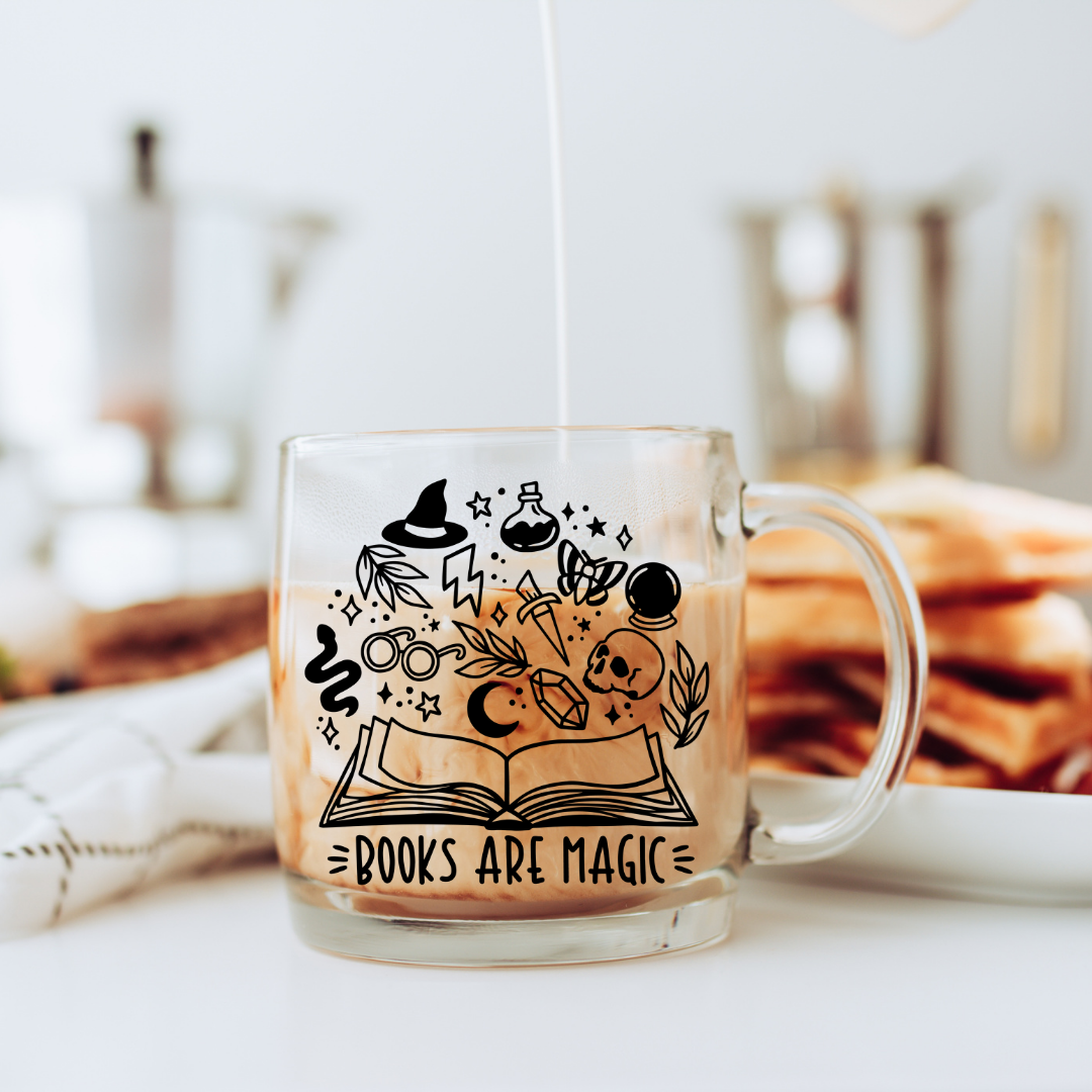 Books Are Magic Witchy Glass Mug
