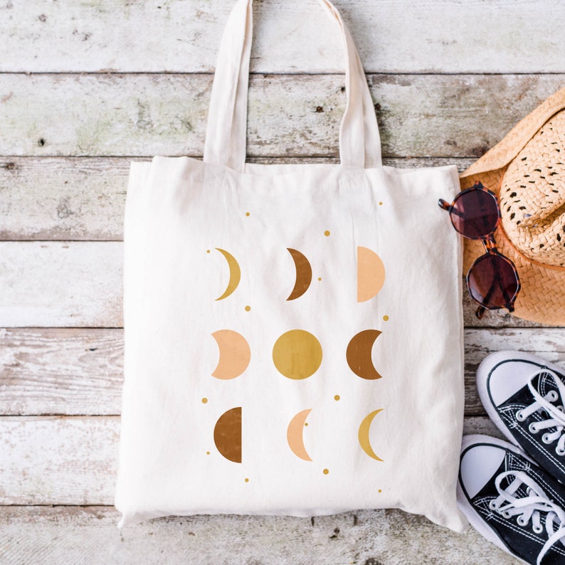 Moon Phases Canvas Tote Bag
