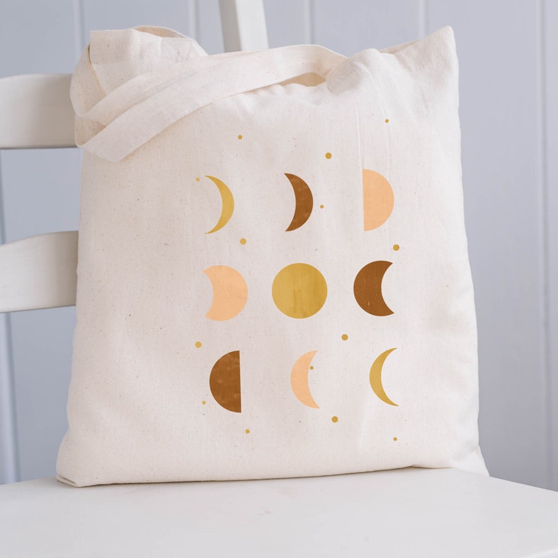 Moon Phases Canvas Tote Bag