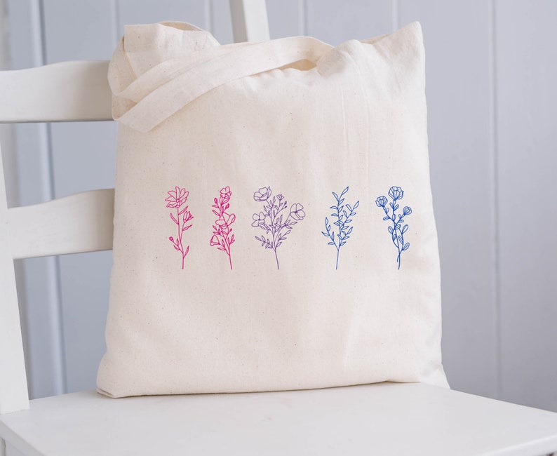 Subtle Bi Pride Wildflower Tote Bag