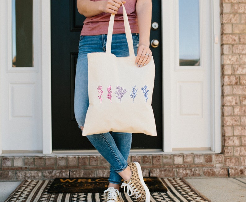 Subtle Bi Pride Wildflower Tote Bag