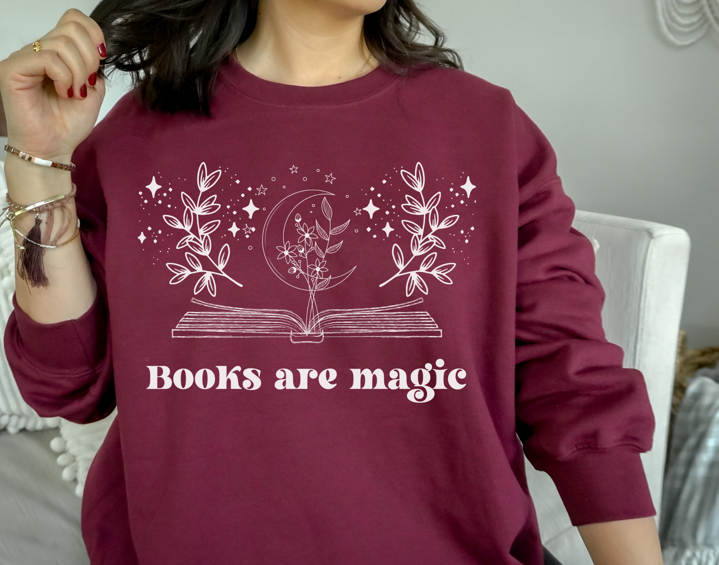 Books Are Magic Moon Floral Sweatshirt