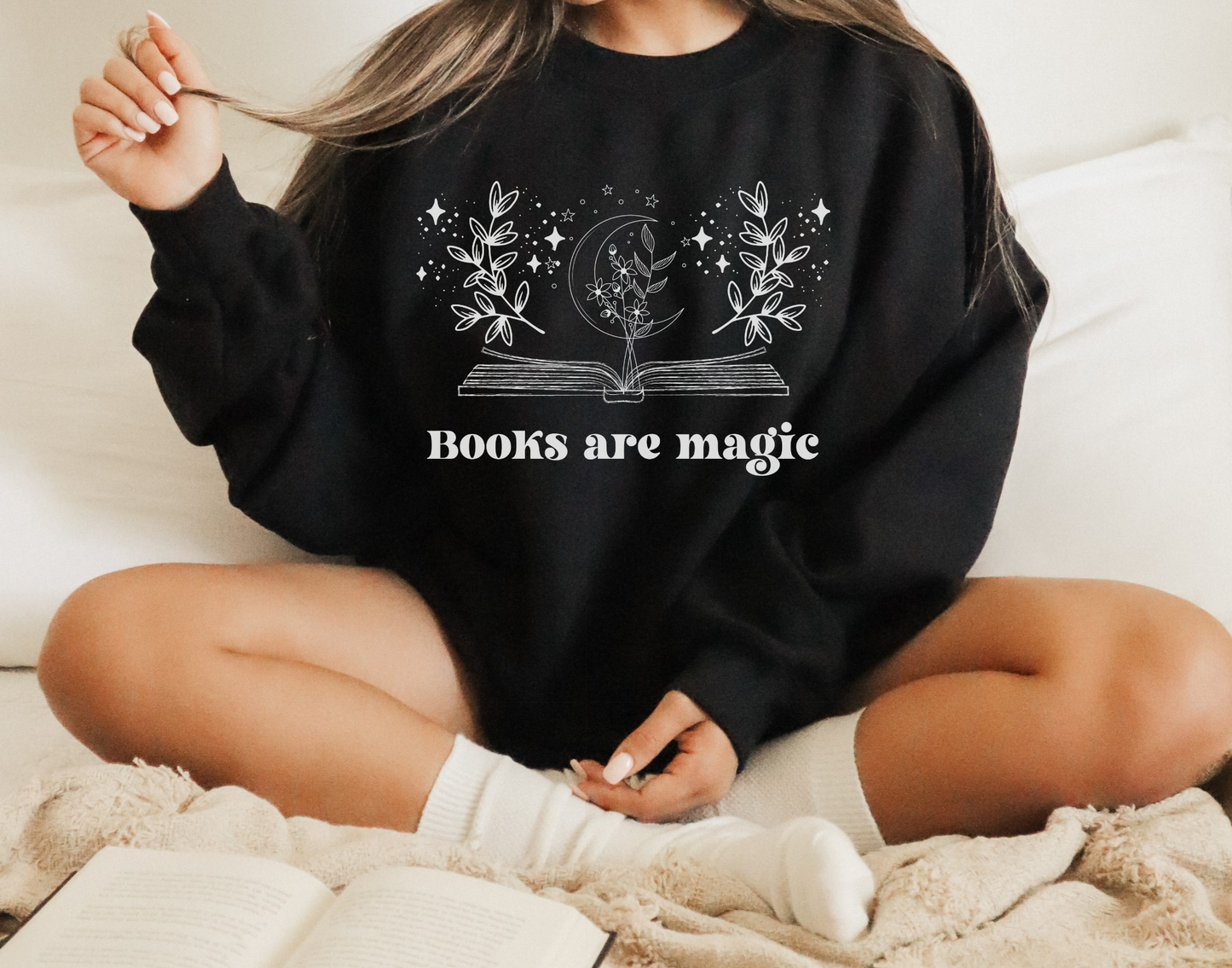 Books Are Magic Moon Floral Sweatshirt