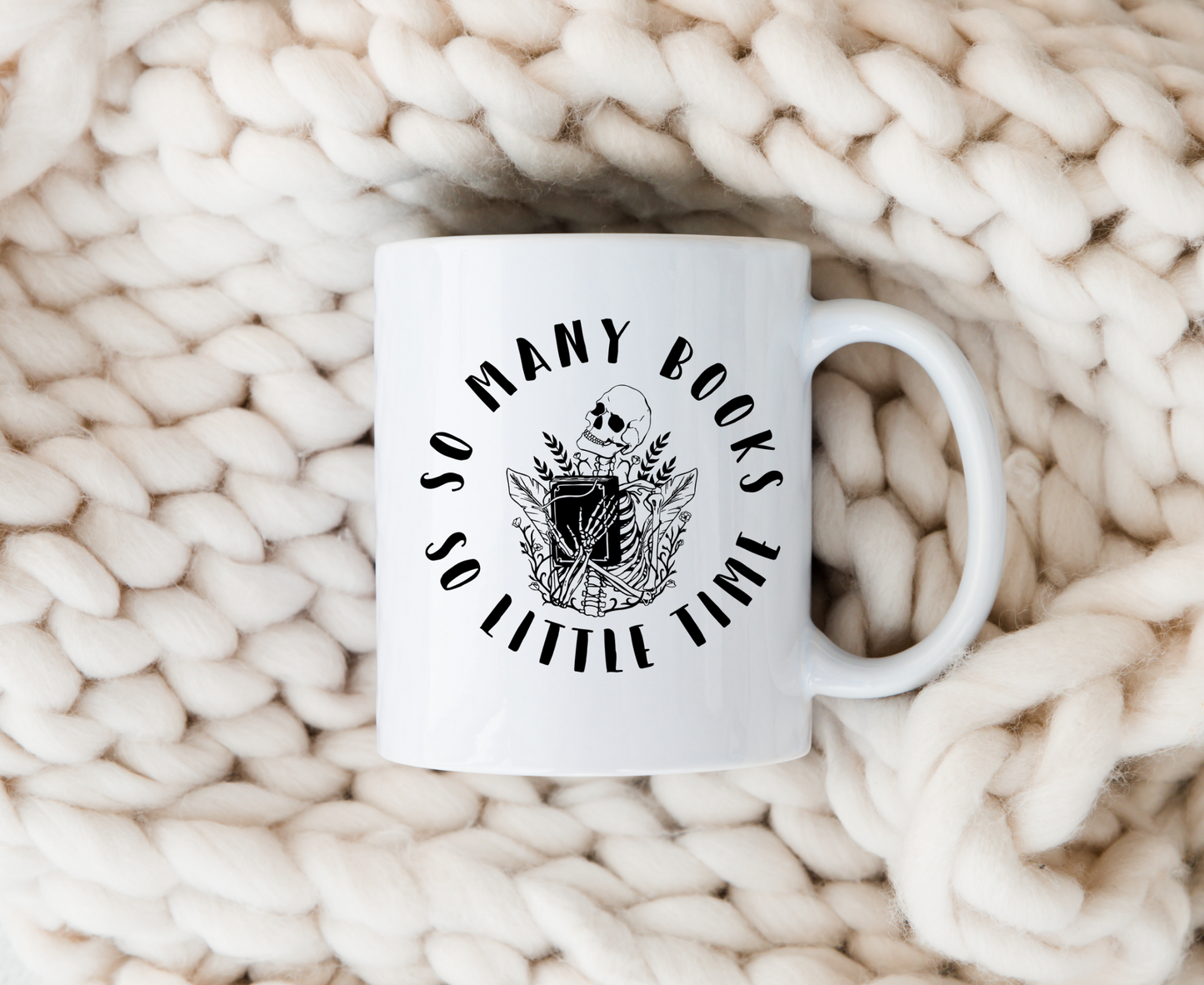 So Many Books So Little Time Skeleton Book Mug
