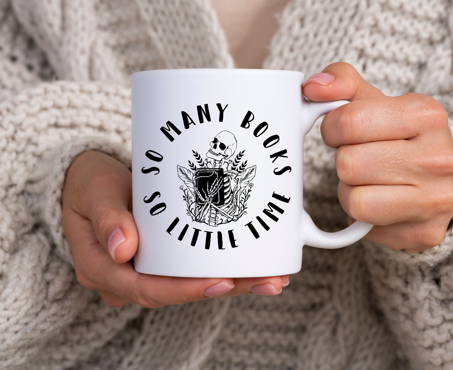 So Many Books So Little Time Skeleton Book Mug