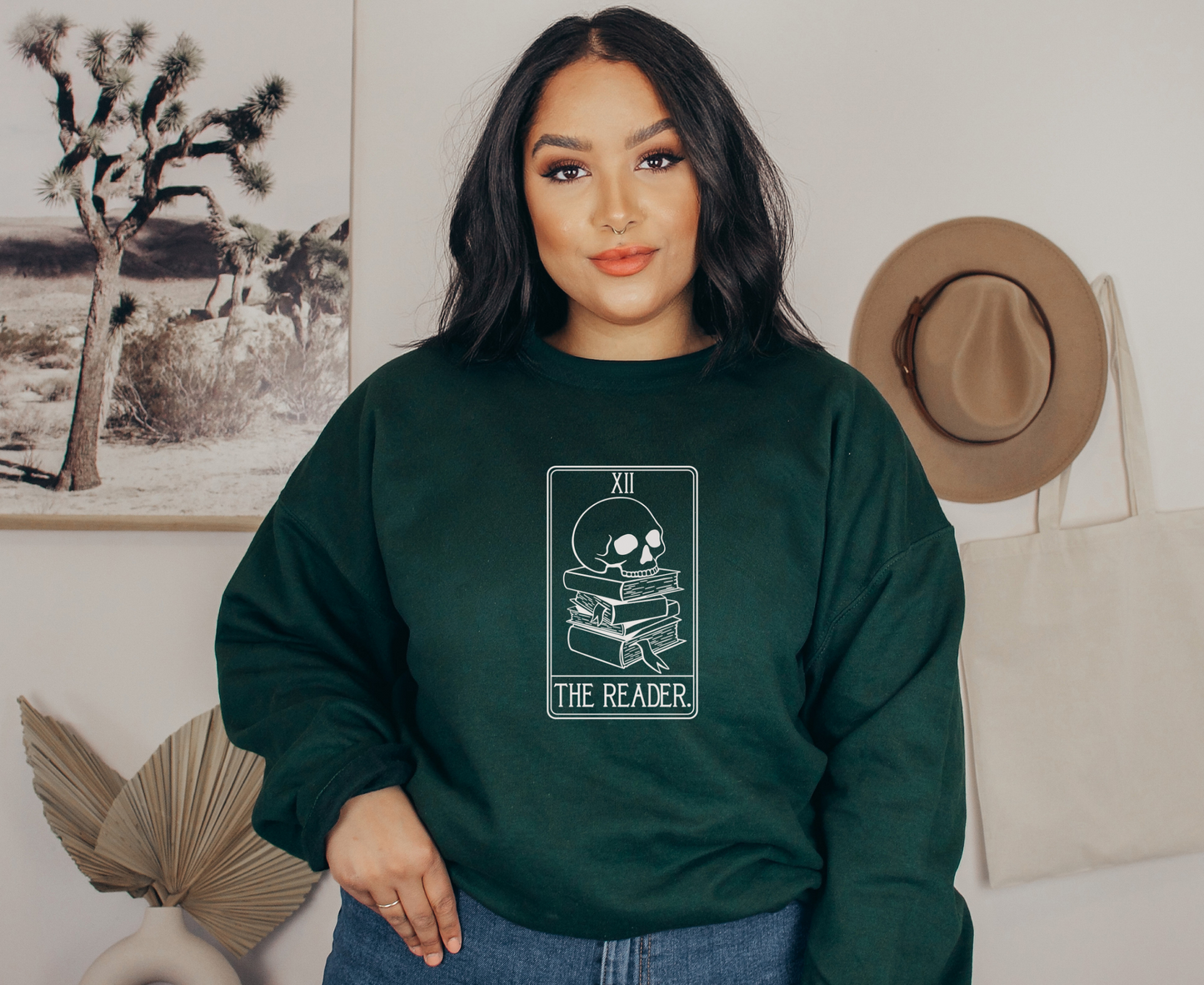 The Reader Tarot Card Crewneck Sweatshirt