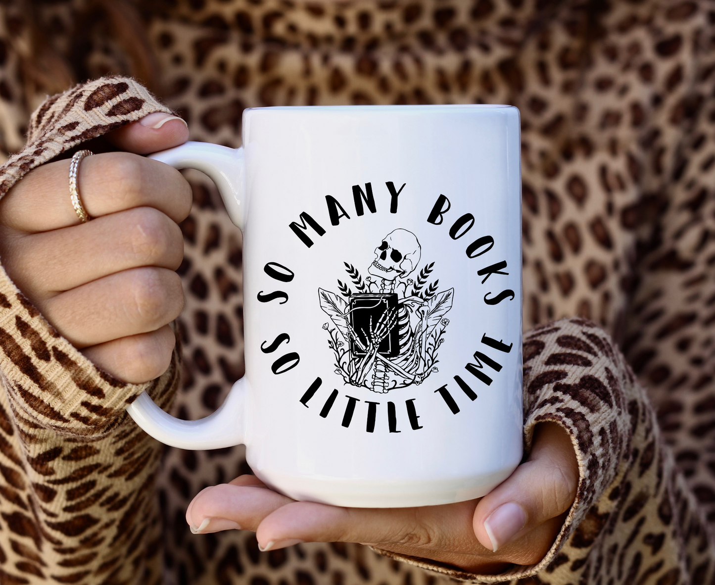 So Many Books So Little Time Skeleton Book Mug