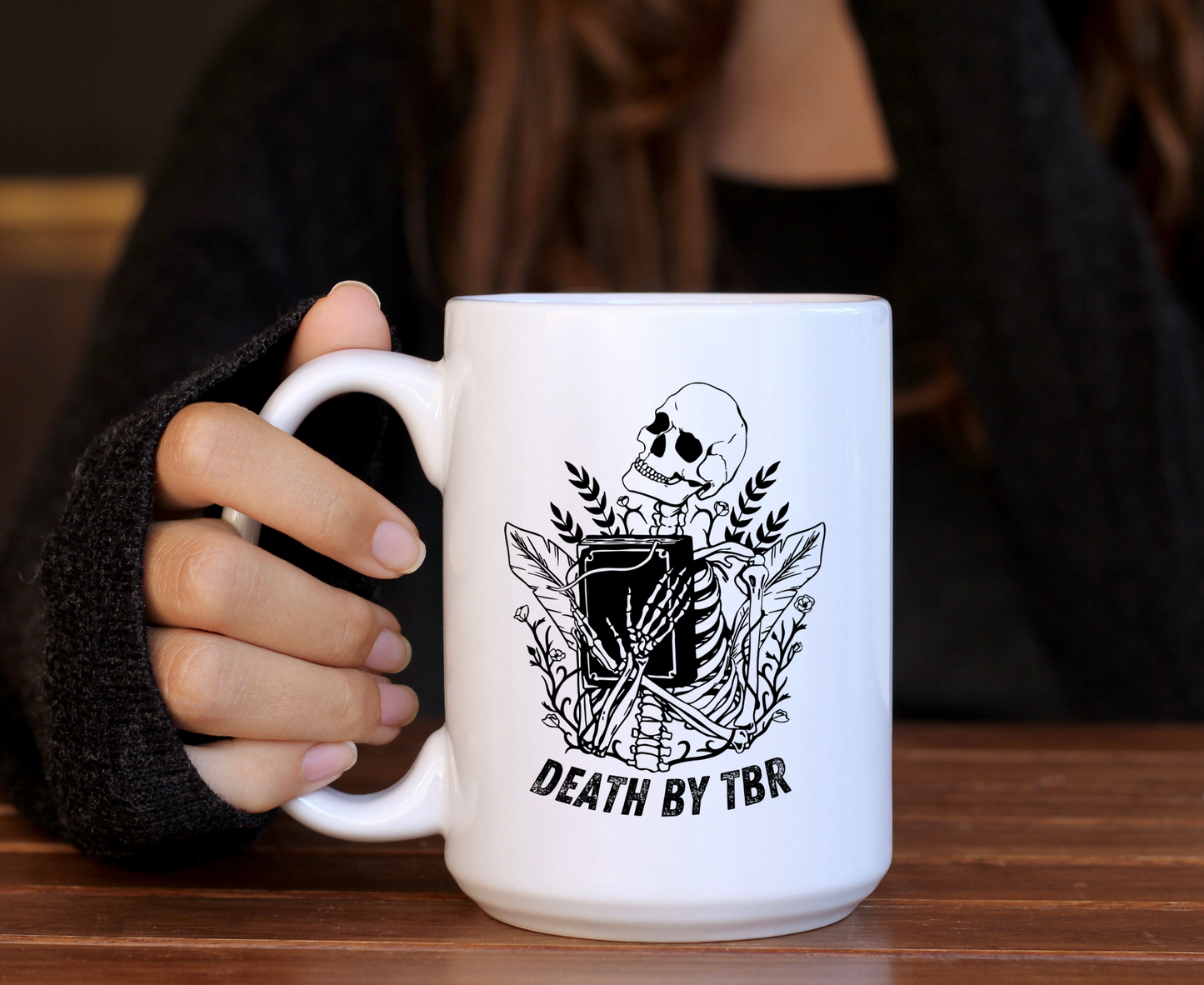 Death By TBR Skeleton Book Mug