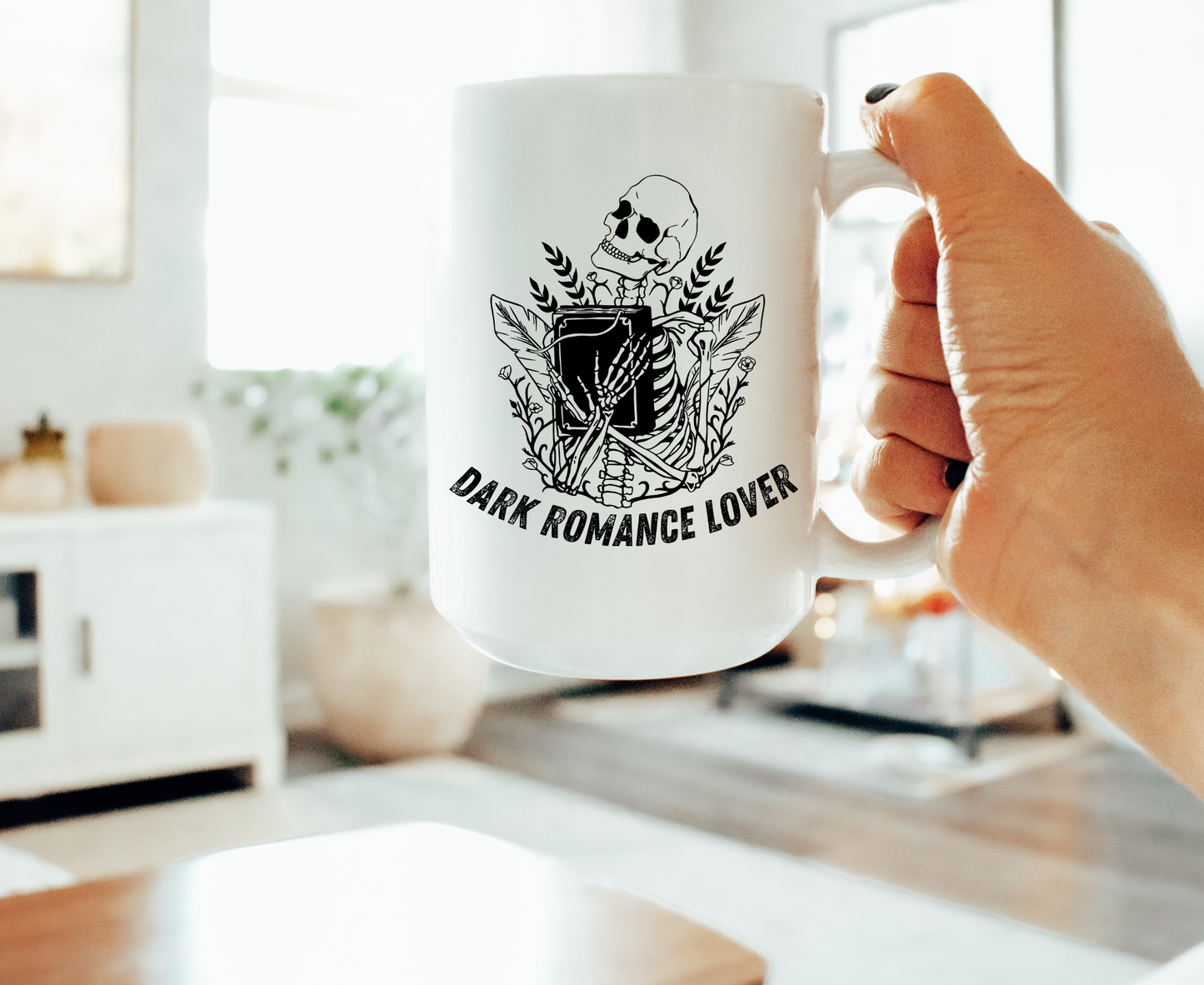 Dark Romance Lover Skeleton Book Mug