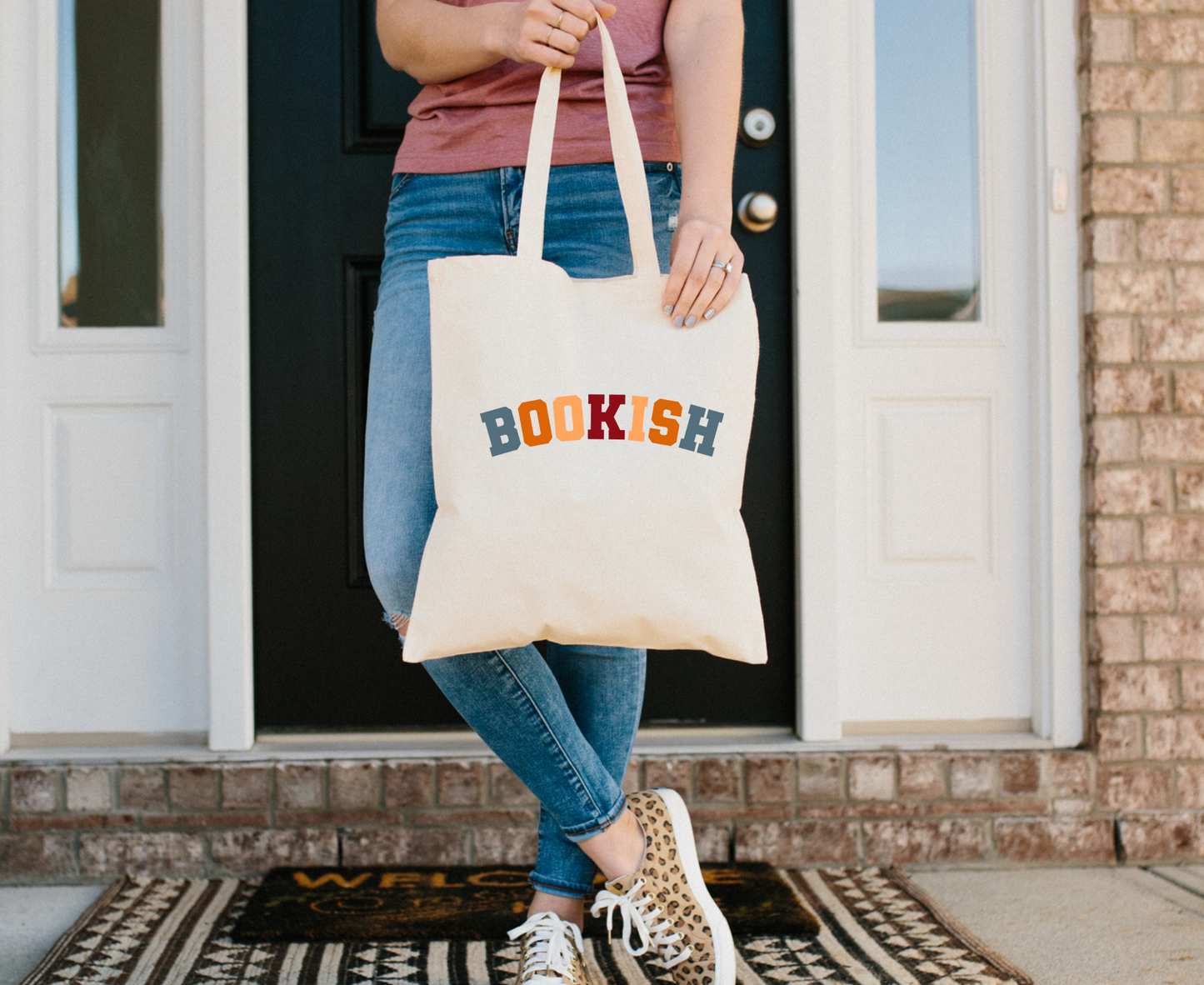 Bookish Colorful Varsity Letter Aesthetic Tote Bag