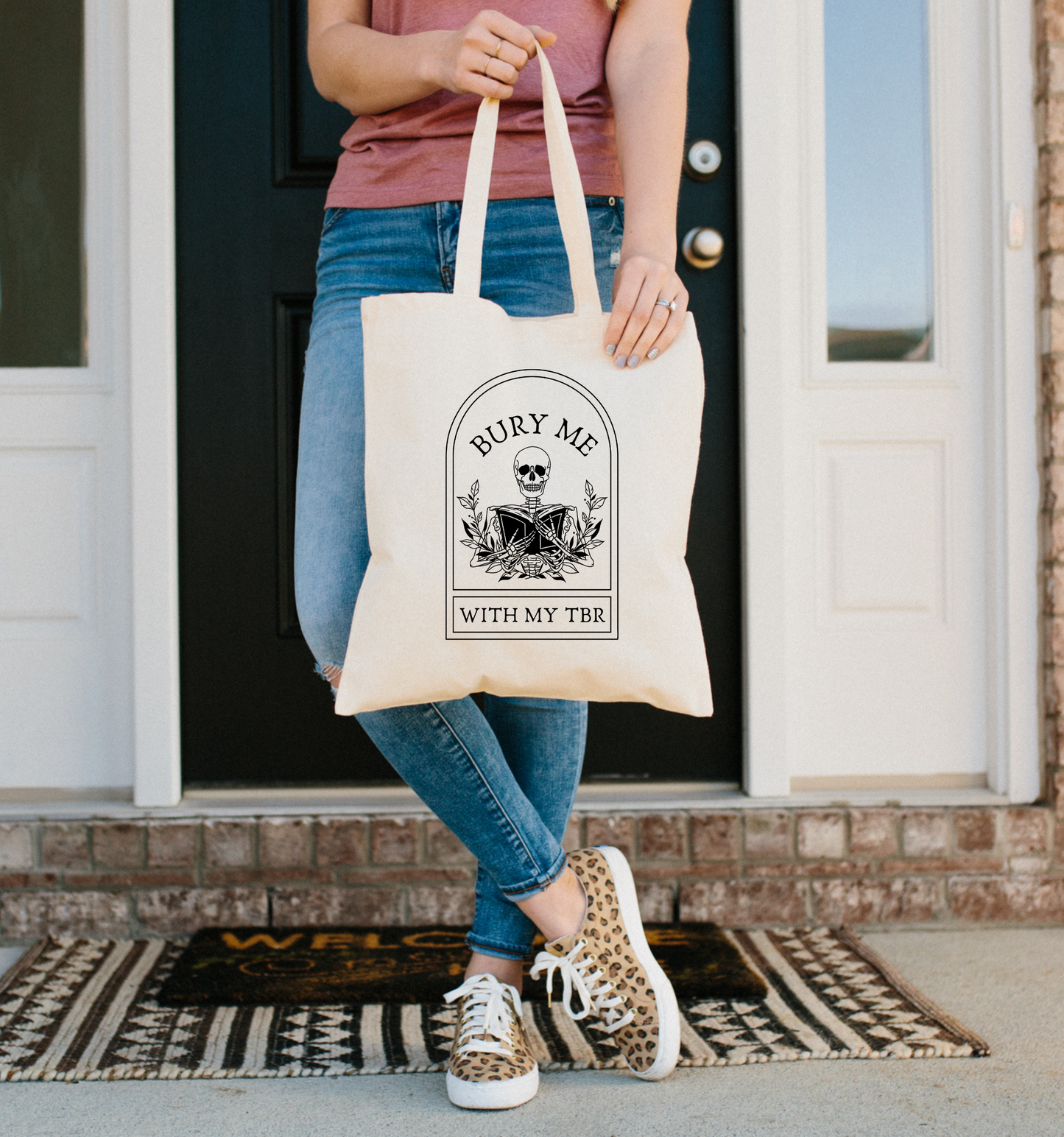Bury Me With My TBR Skeleton Tote Bag