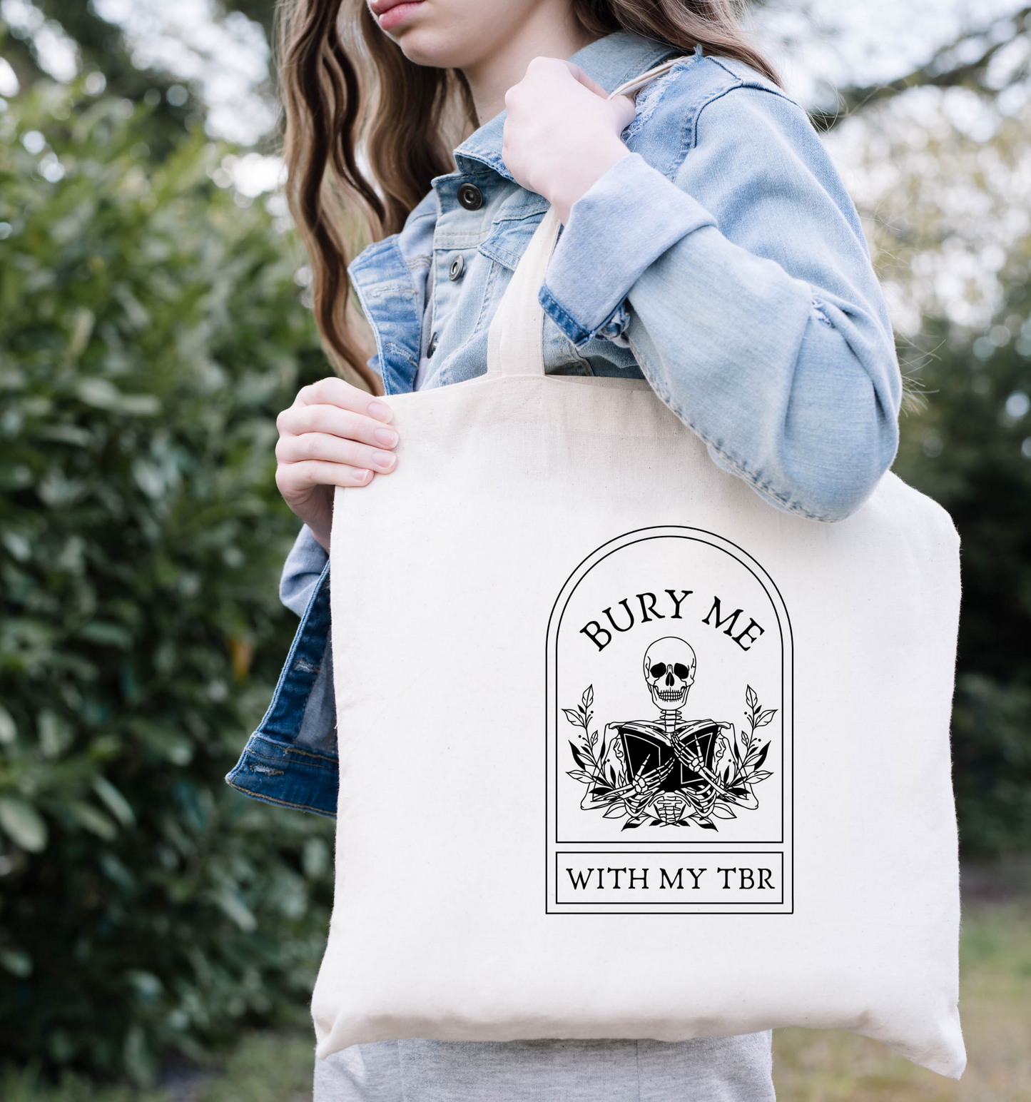 Bury Me With My TBR Skeleton Tote Bag