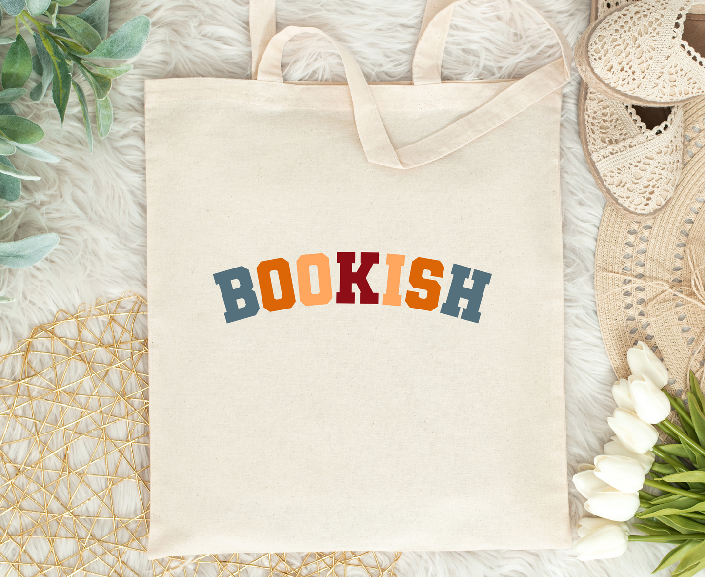 Bookish Colorful Varsity Letter Aesthetic Tote Bag