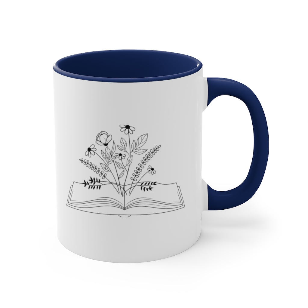 Open Book Accent Handle Mug
