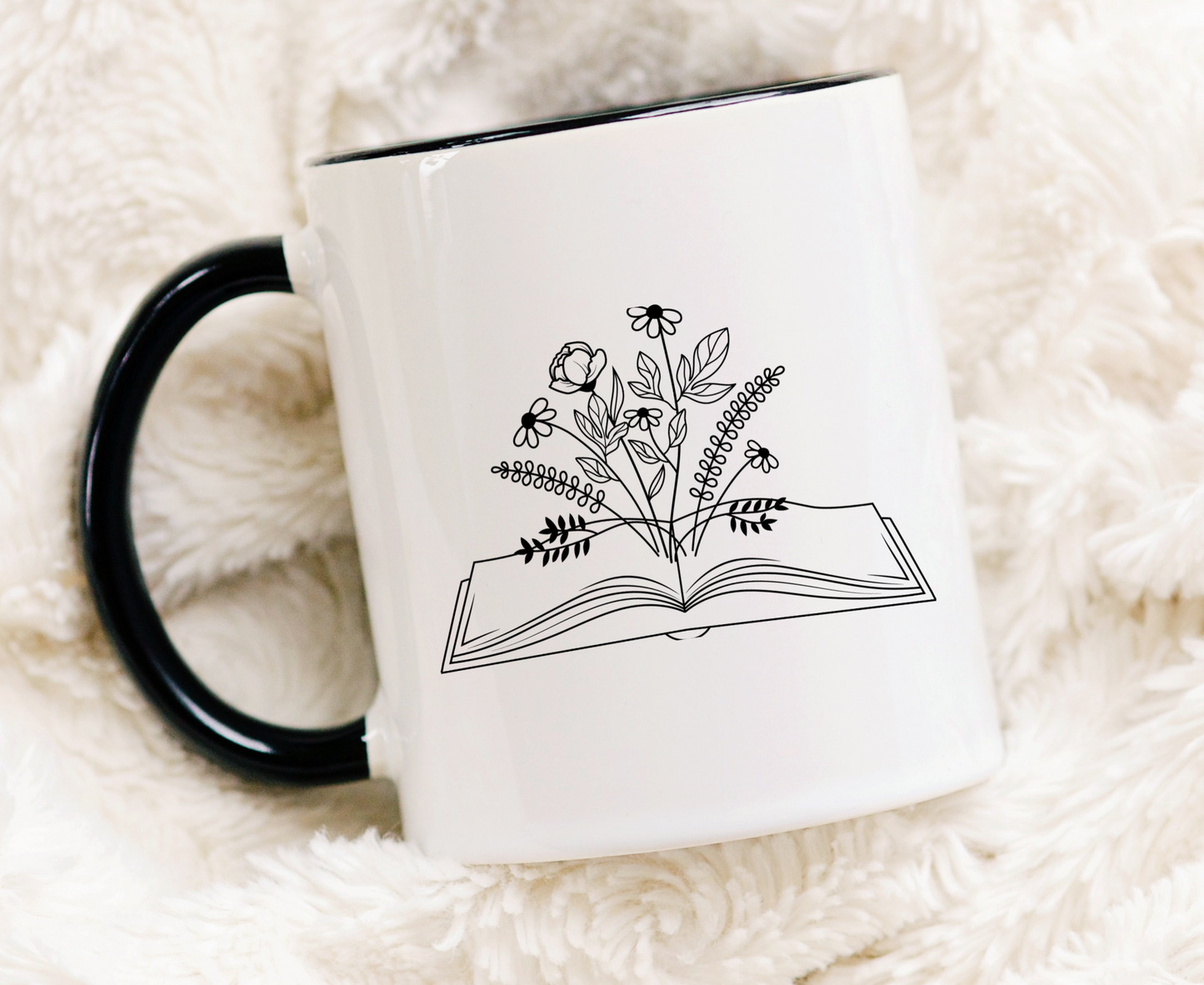 Open Book Accent Handle Mug