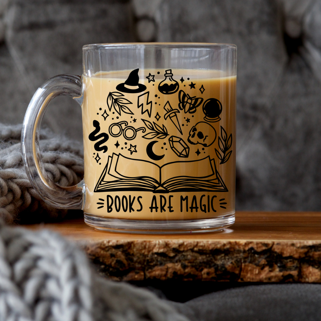 Books Are Magic Witchy Glass Mug