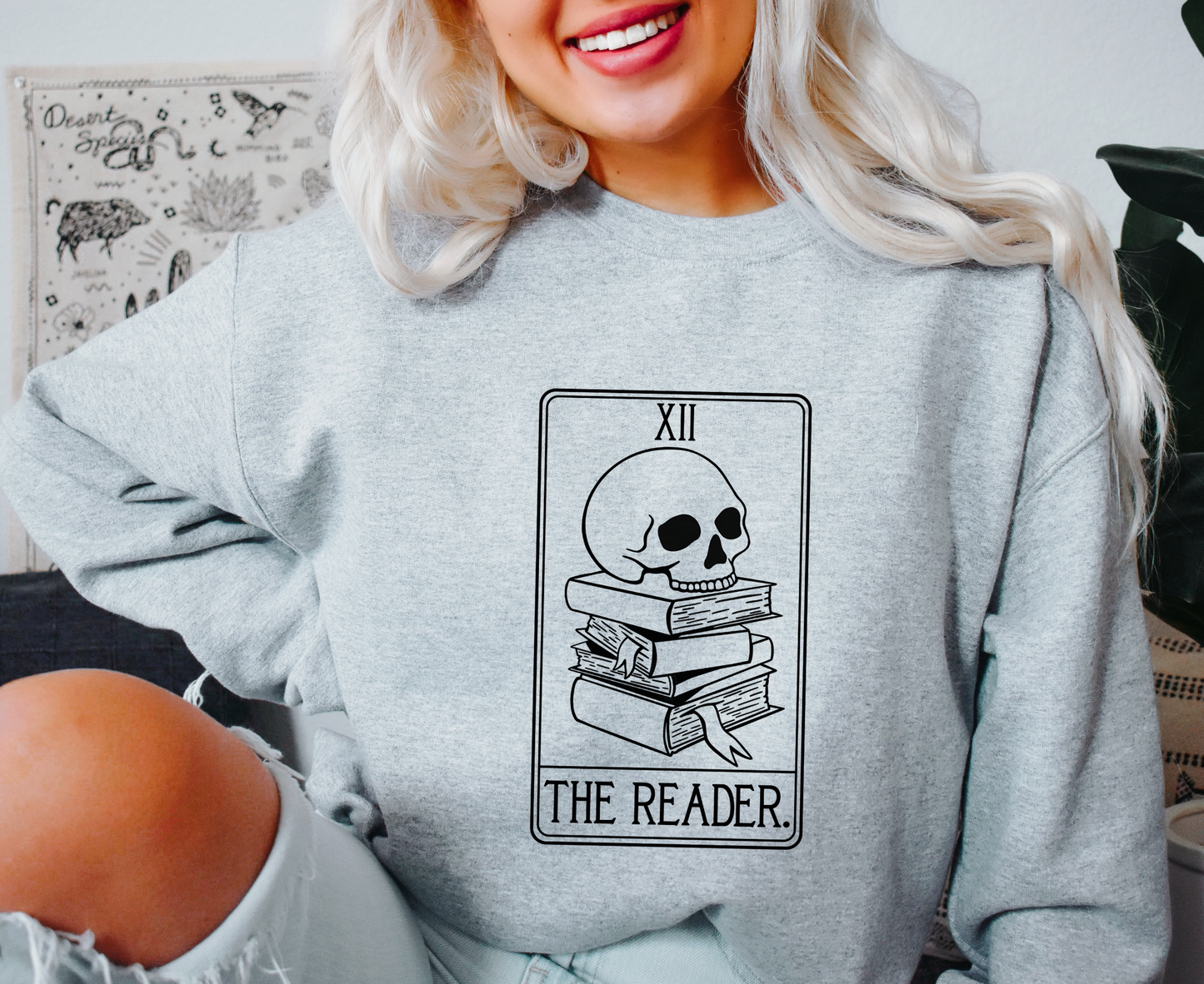 The Reader Tarot Card Crewneck Sweatshirt