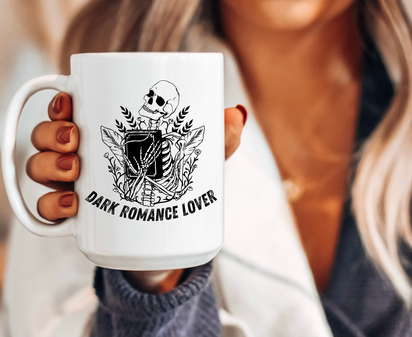 Dark Romance Lover Skeleton Book Mug