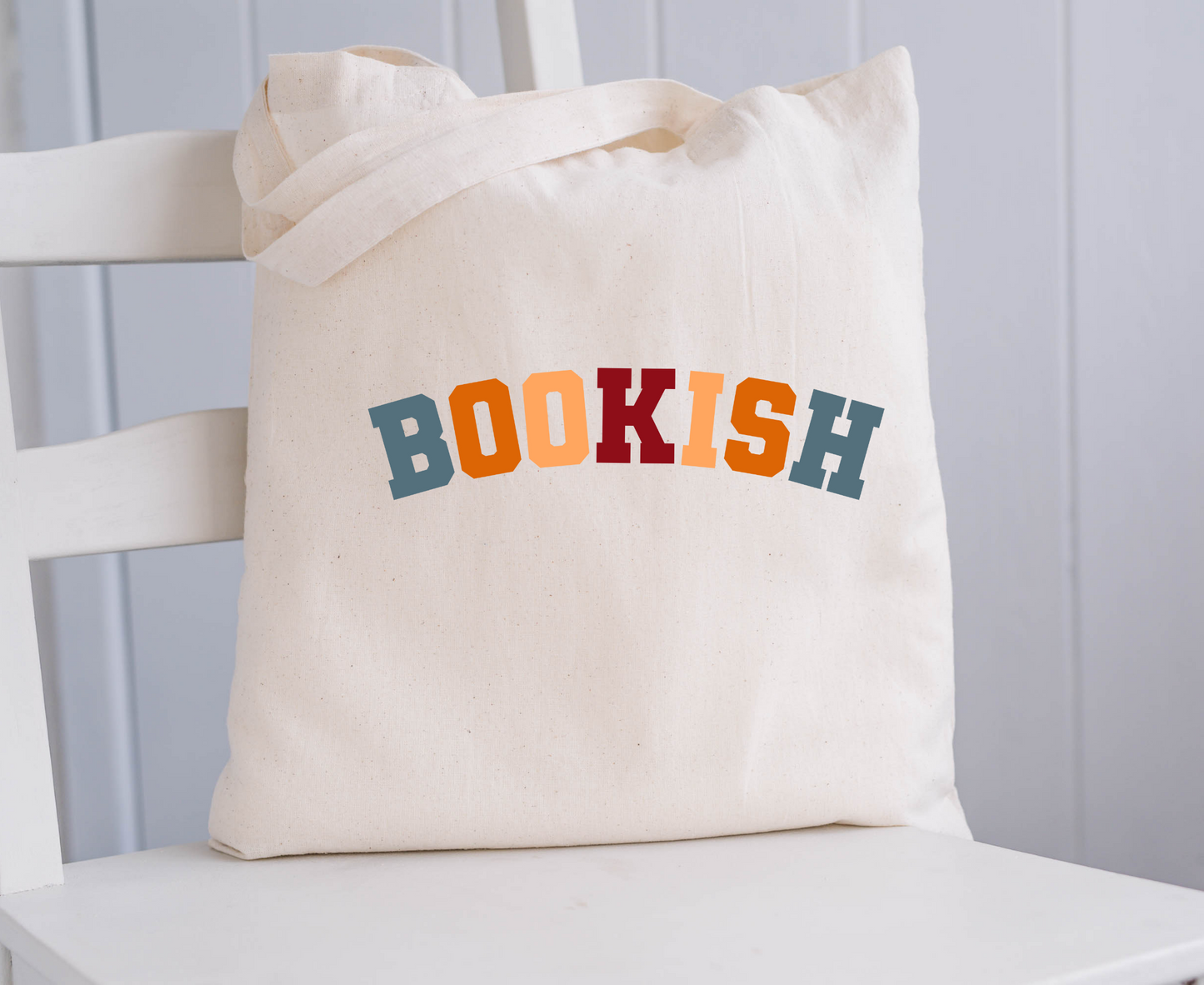 Bookish Colorful Varsity Letter Aesthetic Tote Bag