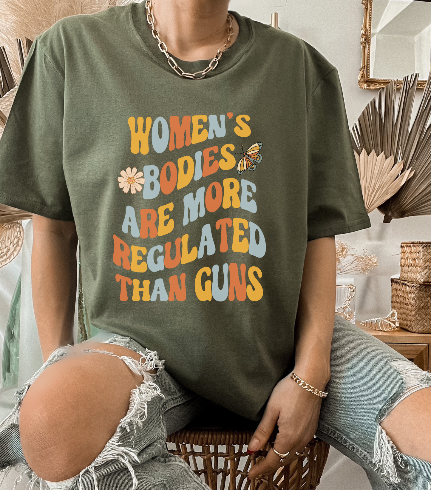 Women's Bodies Are More Regulated Than Guns Feminist Shirt
