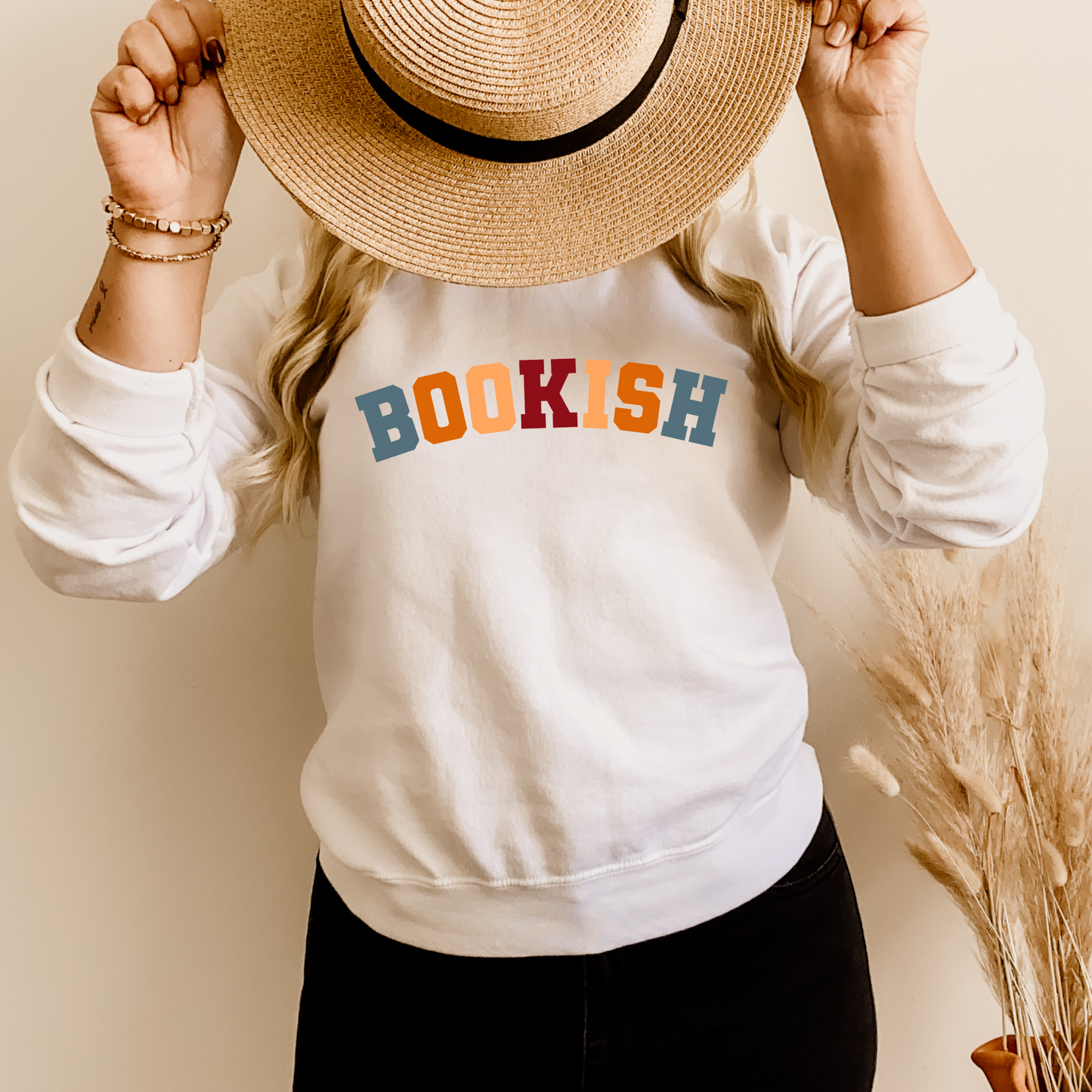 Bookish Colorful Varsity Letter Crewneck Sweatshirt
